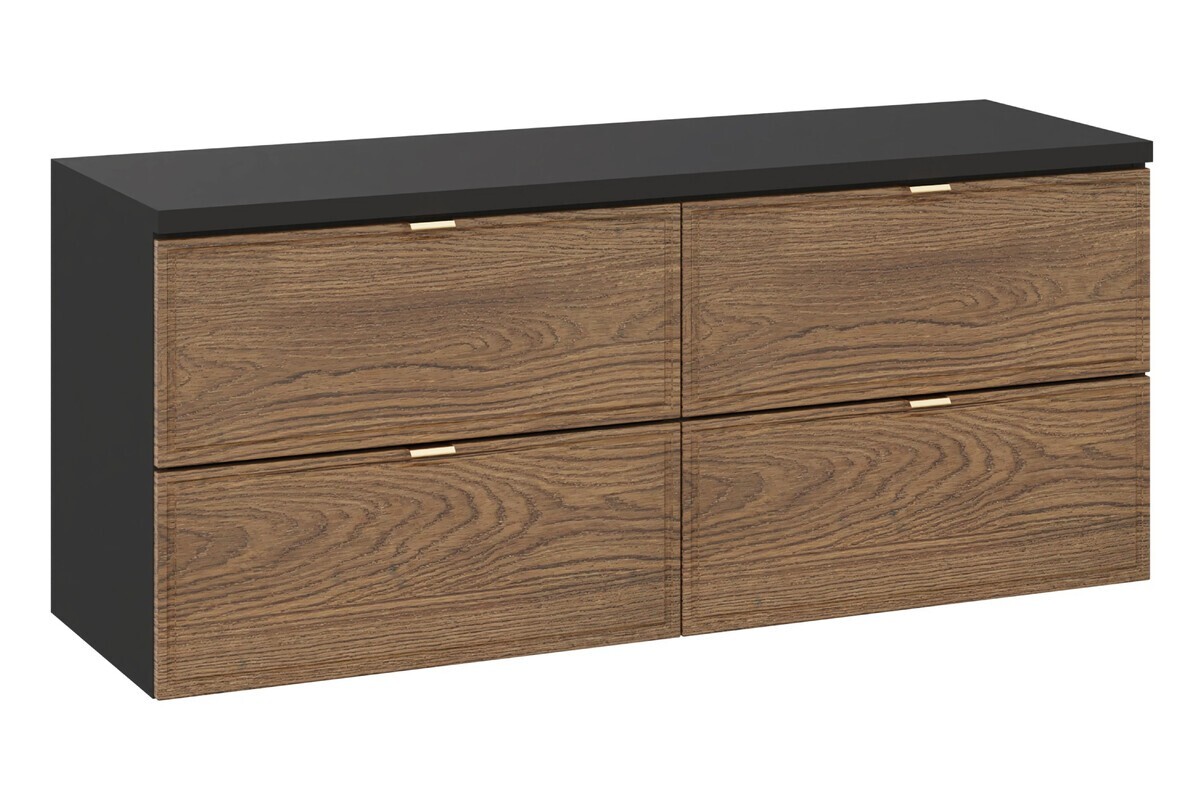 Závěsná skříňka pod umyvadlo Talia Casella s deskou 120 cm černá mat/dub casella