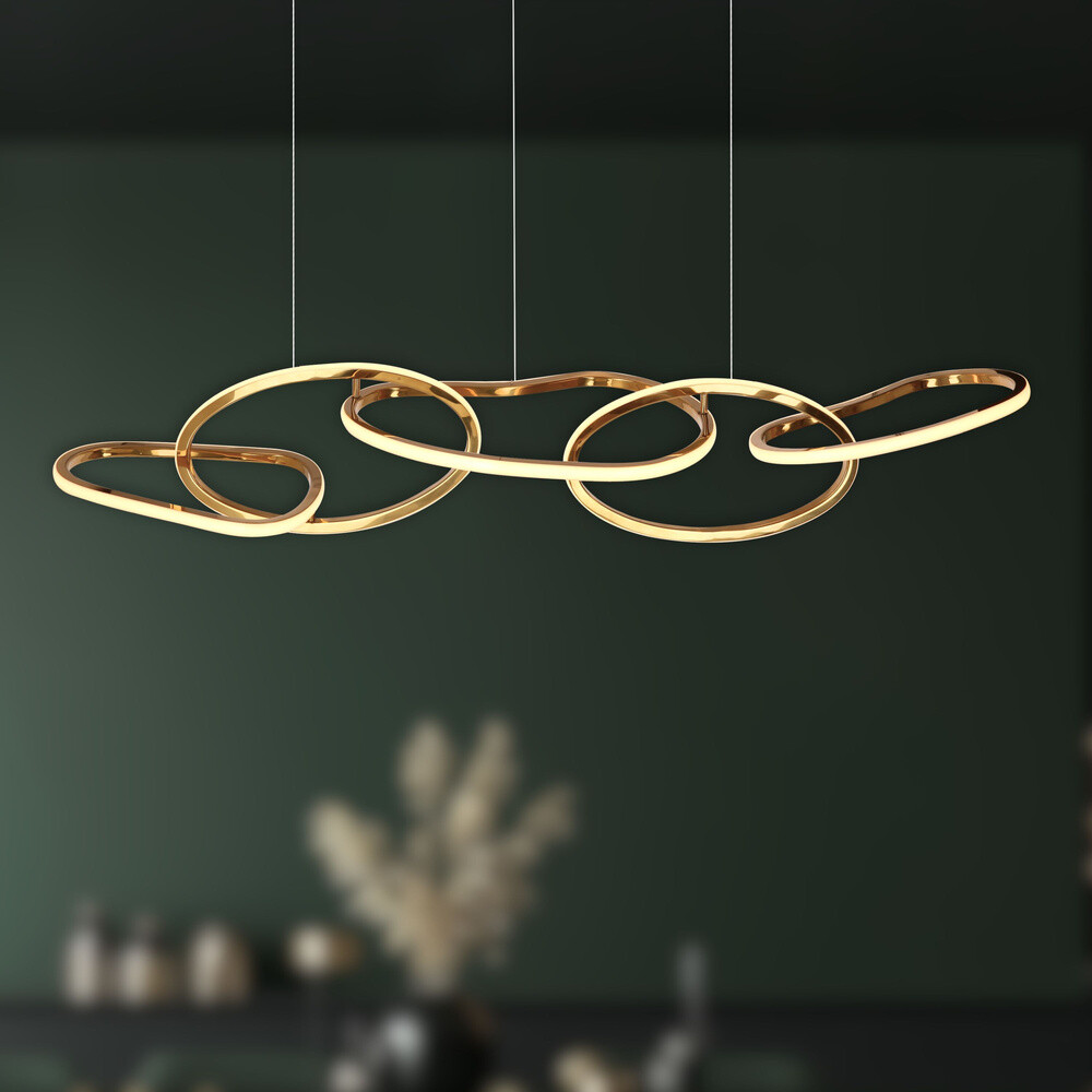 Závesná lampa ANNELI, francúzske zlato, 45W LED, 3000K, biely kryt
