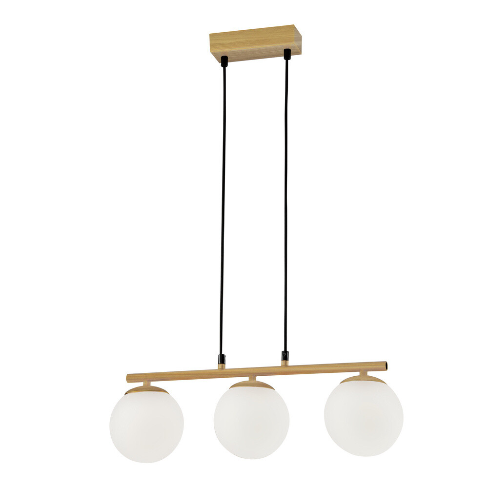 Drevená závesná lampa Carrine 3x40W E14 biele tienidlo