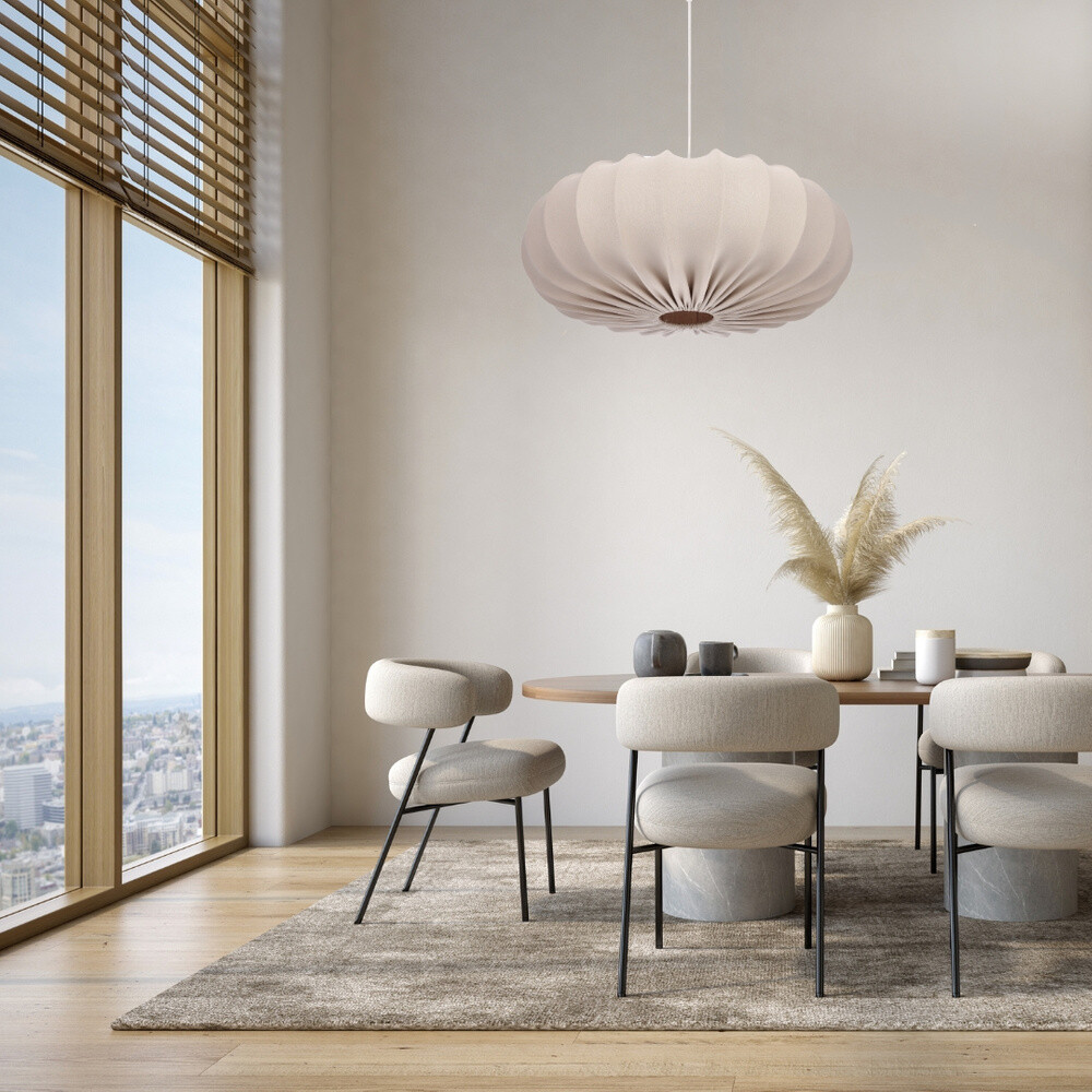 Škandinávska závesná lampa CAFEE' s béžovým tienidlom na frappé 66 cm - moderné stropné osvetlenie do obývačky a jedálne E27