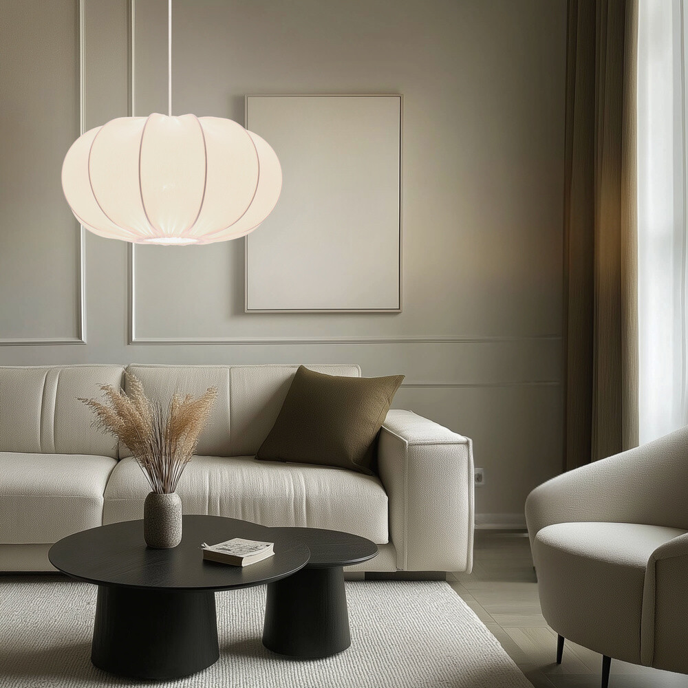 Škandinávska závesná lampa CAFEE' - s krémovým tienidlom na latte 52 cm - minimalistické stropné osvetlenie v japonskom štýle E27