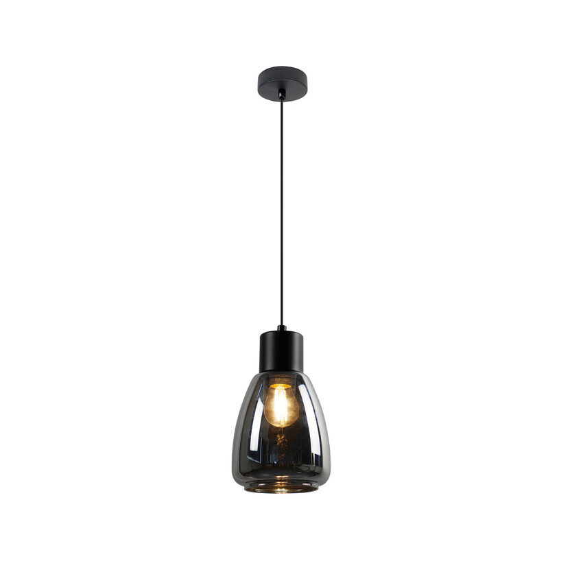 Závesná lampa MOLDO čierna 1x40W E27 dymové tienidlo