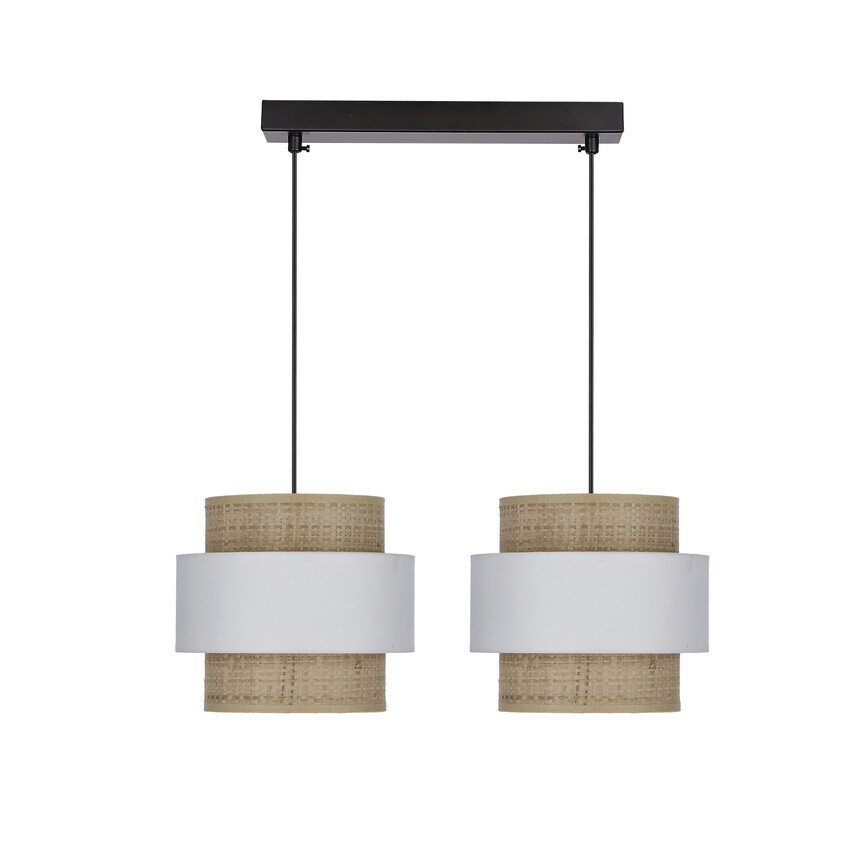 Závesná lampa z ratanu 2x40W E27 tienidlo biela+krémová