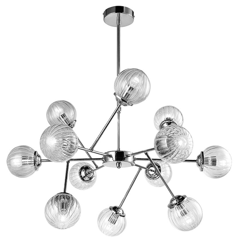 Závesná stropná lampa s chrómovými sklenenými tienidlami 12x40W