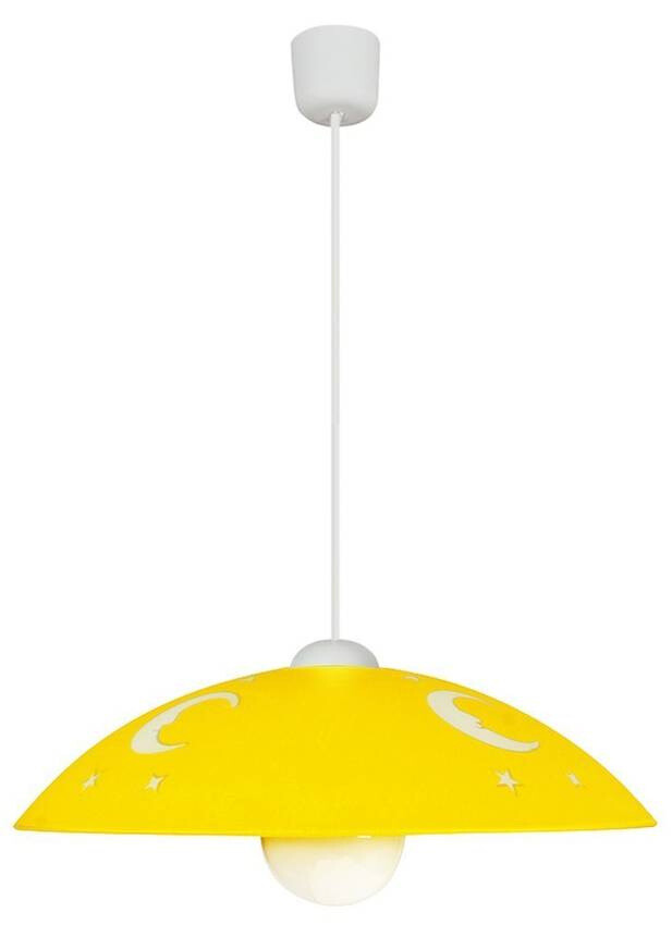 Závesná lampa žltá detská mesiac na lane