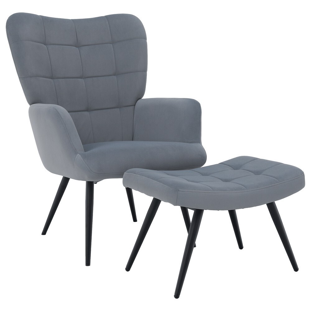 KONDELA Haben kreslo s podnožou sivá (Velvet) / čierna