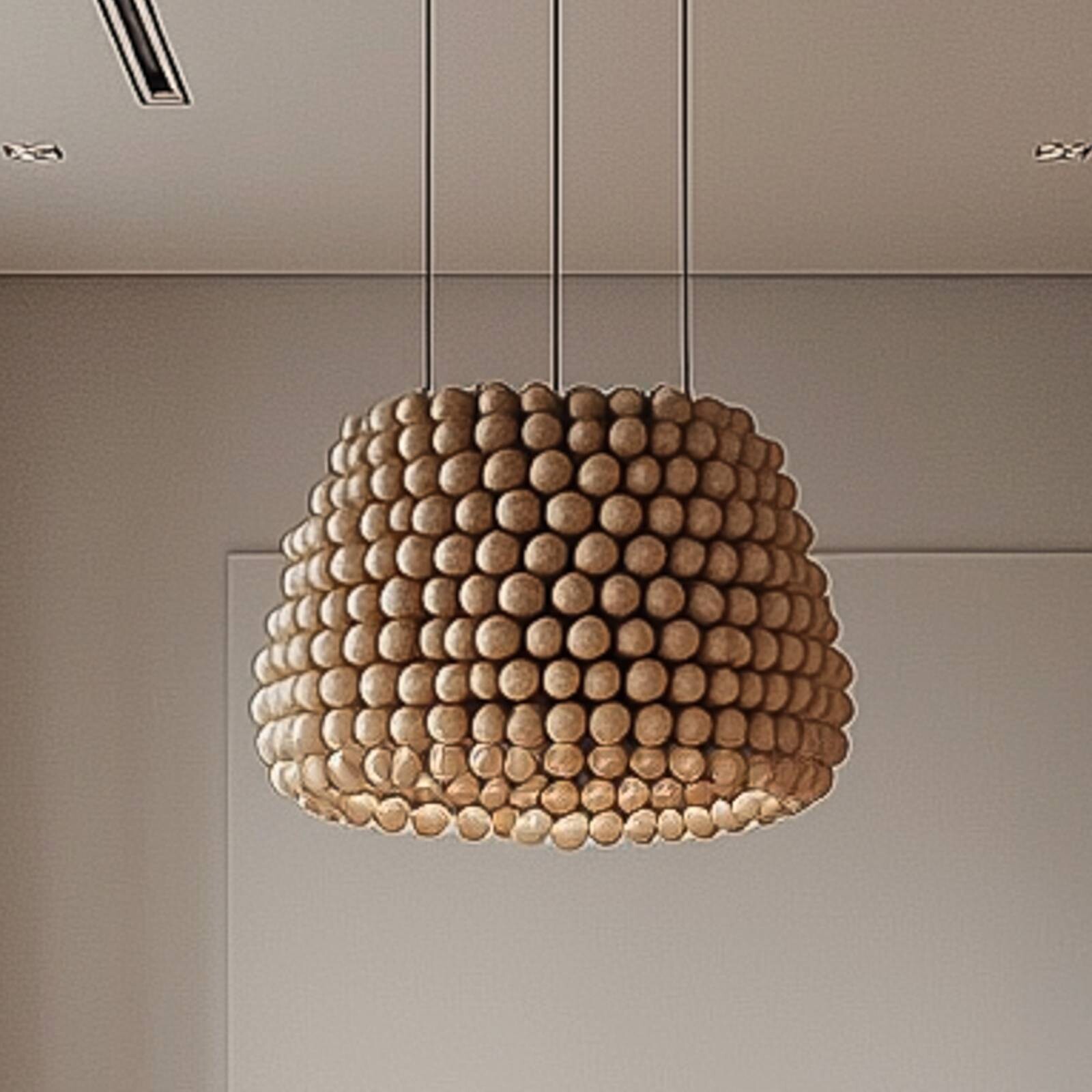 Lucande závesné svietidlo MARBLE, drevo, prírodná farba, Ø 40 cm, E27