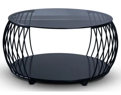Okrúhly konferenčný stolík Shanghai, 80 cm, čierny/sivý%