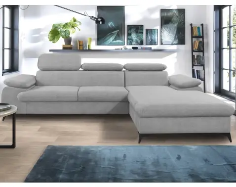 Rohová sedacia súprava Scala, svetlo šedá látka, pravý roh%