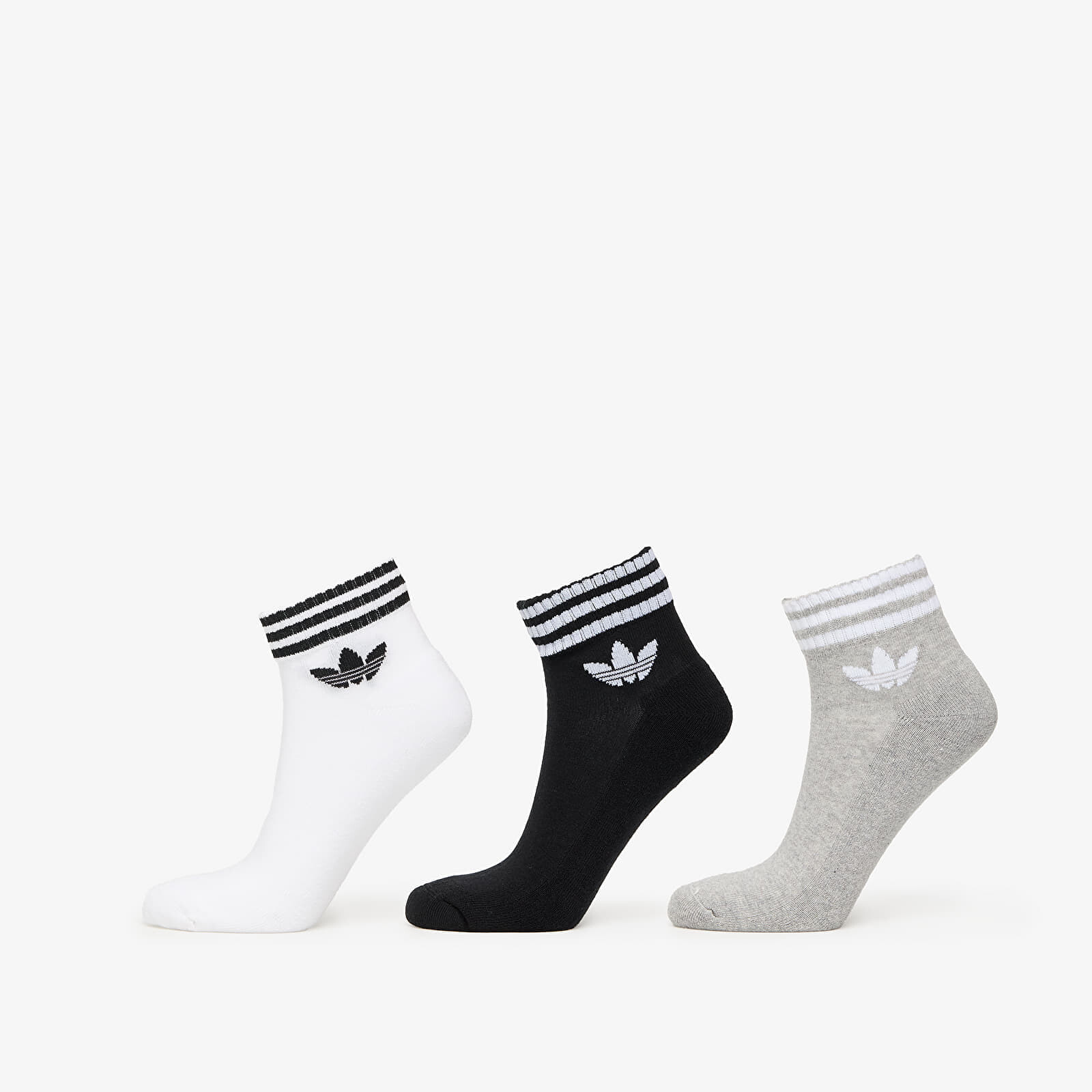 adidas 3-Stripes Ankle Socks 3-Pack White/ Medium Grey Heather/ Black S