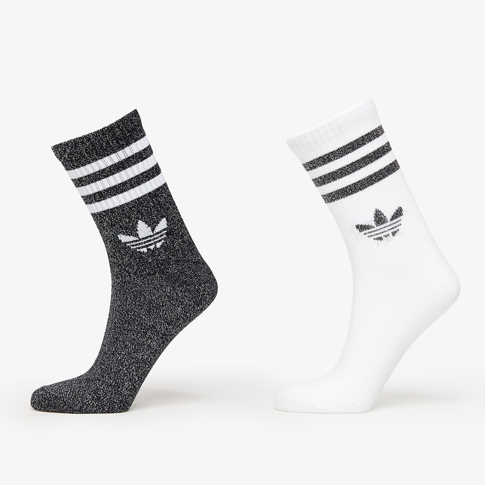 adidas 3-Stripes Glitter Crew Socks 2-Pack Black/ Lucid Red/ Lucid Blue S