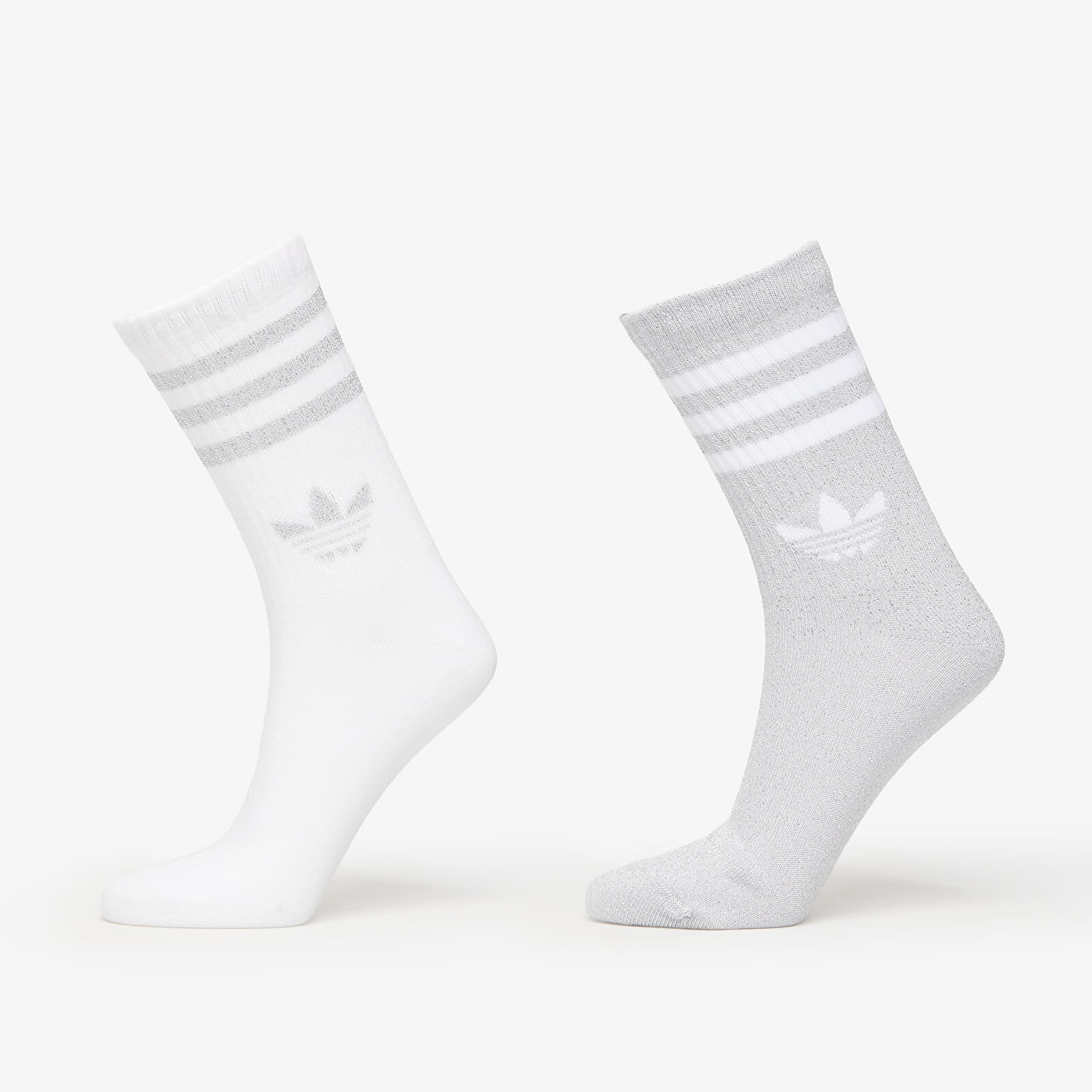 adidas 3-Stripes Glitter Crew Socks 2-Pack Silver Met. S