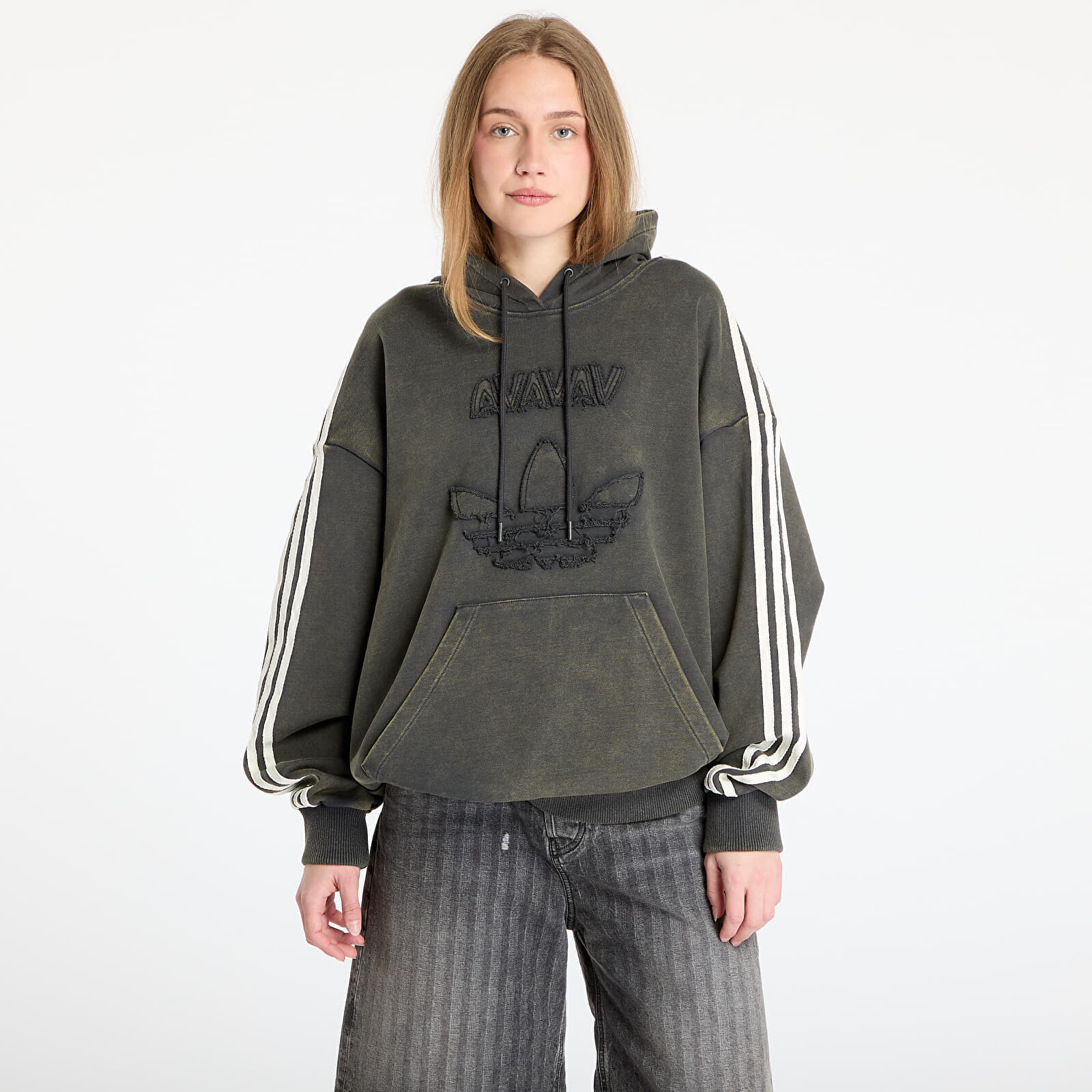 Mikina adidas x Avavav Shoulderless Hoodie Dark Grey/ Carbon XS