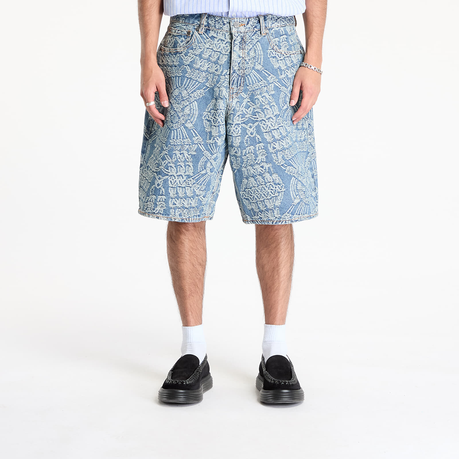 Šortky Daily Paper Macrame Denim Shorts Mid Blue L