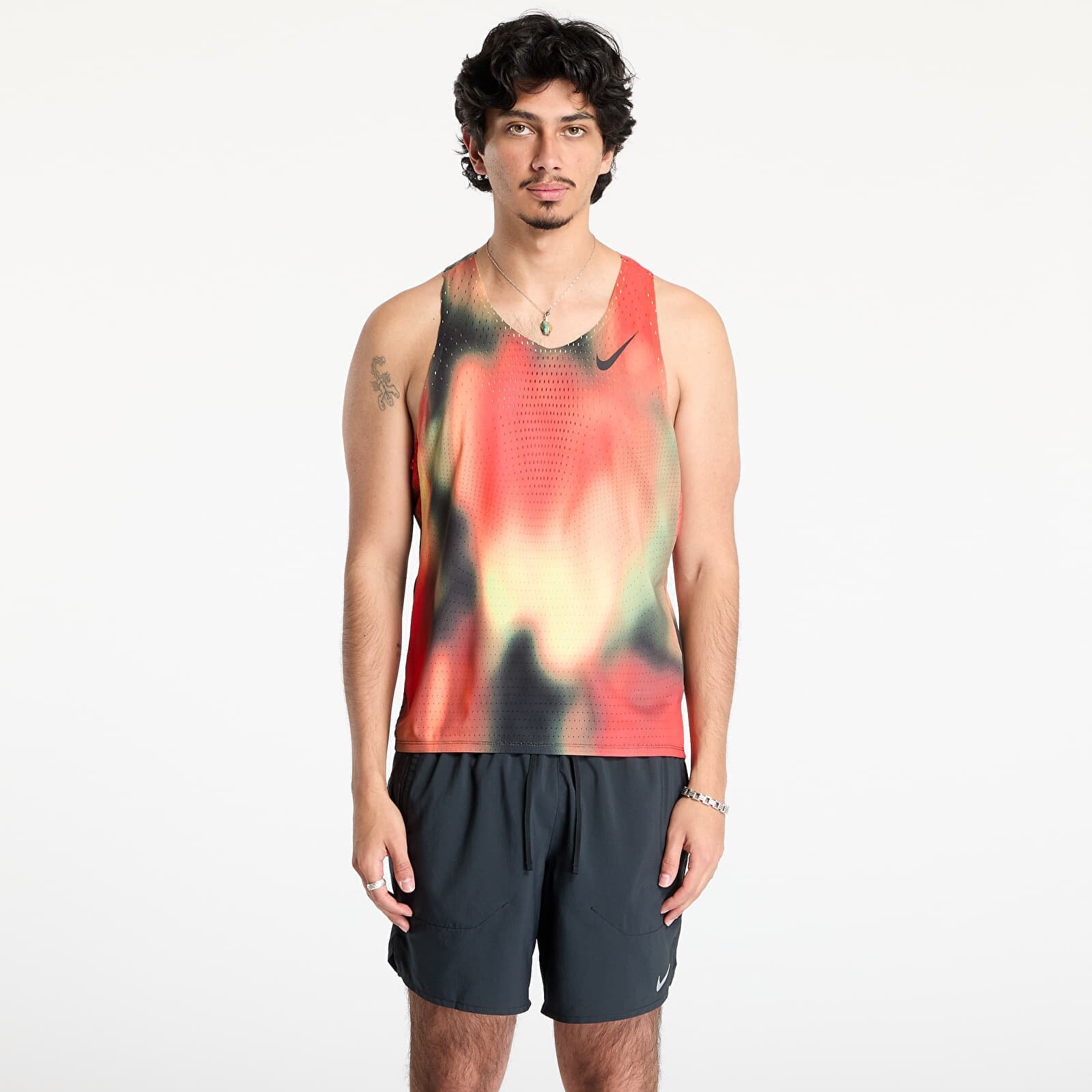 Tielko Nike AeroSwift Elite Entry Men's Dri-FIT ADV Running Tank Top Lt Lemon Twist/ Lt Crimson/ Black/ Black S