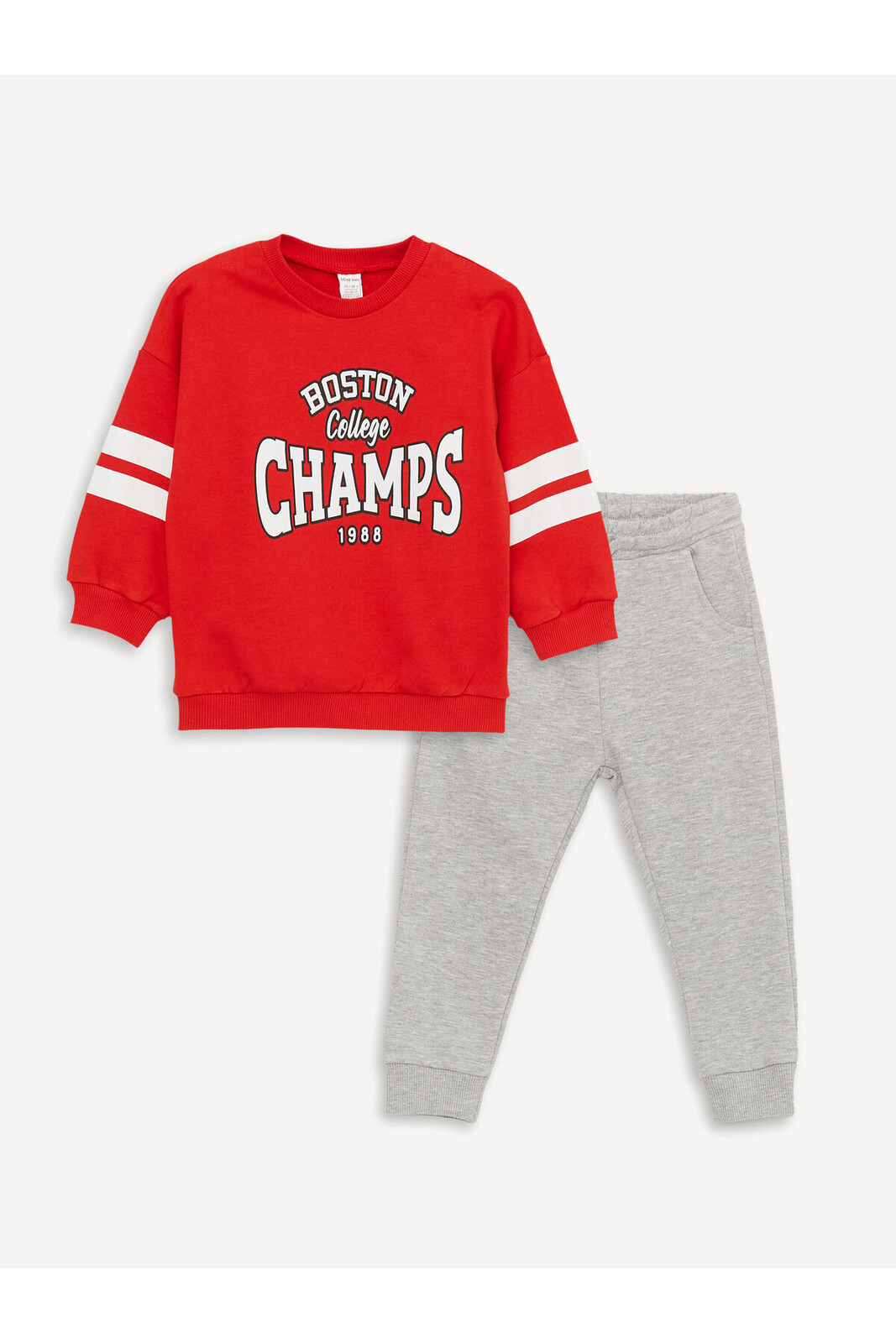 LC Waikiki Crew Neck Long Sleeve Printed Baby Boy Sweatshirt and Tracksuit Bottom 2-Set