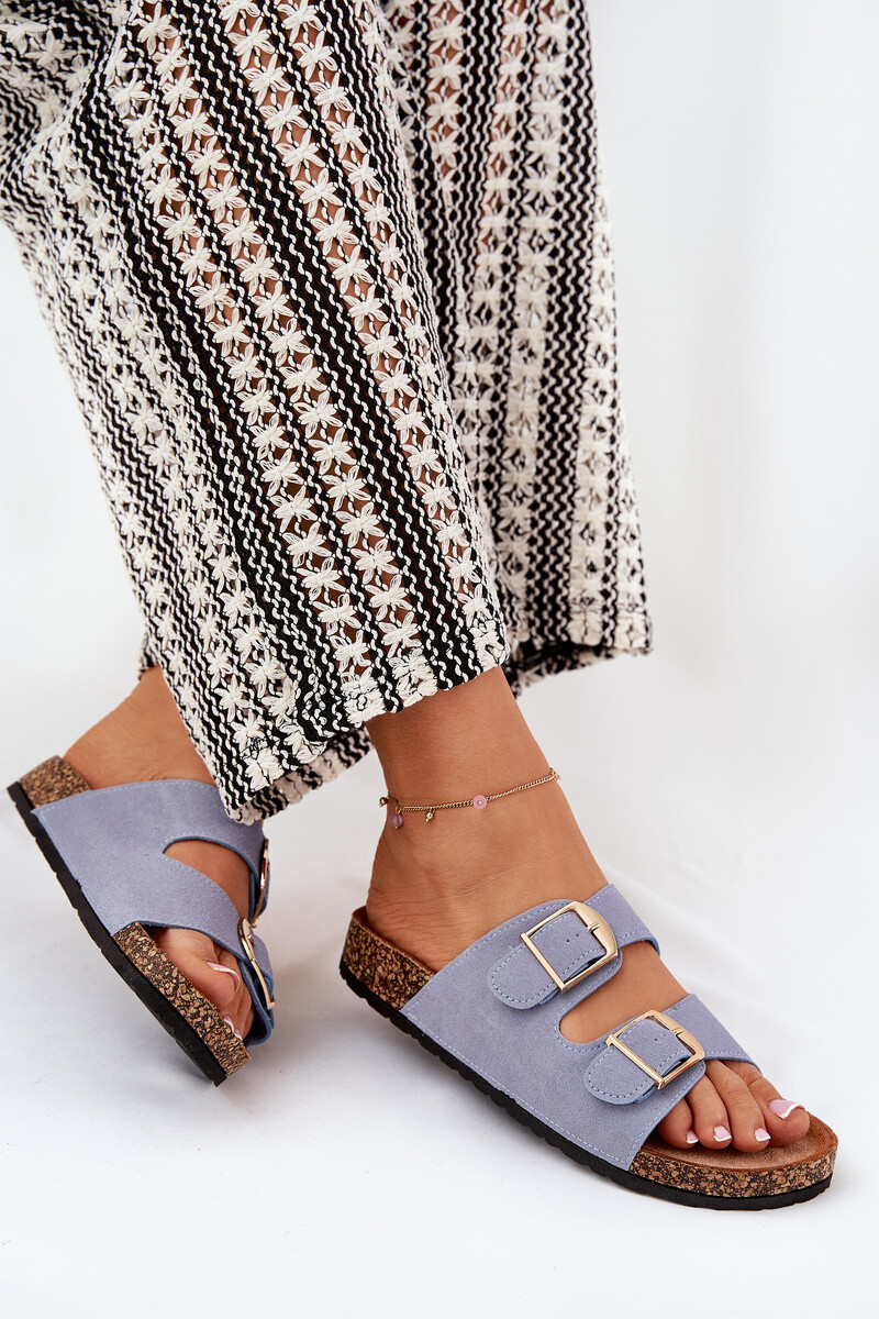 Boto Dámske Sandále Na Korkovej Platforme So Zlatými Prackami Modré Lisavionea