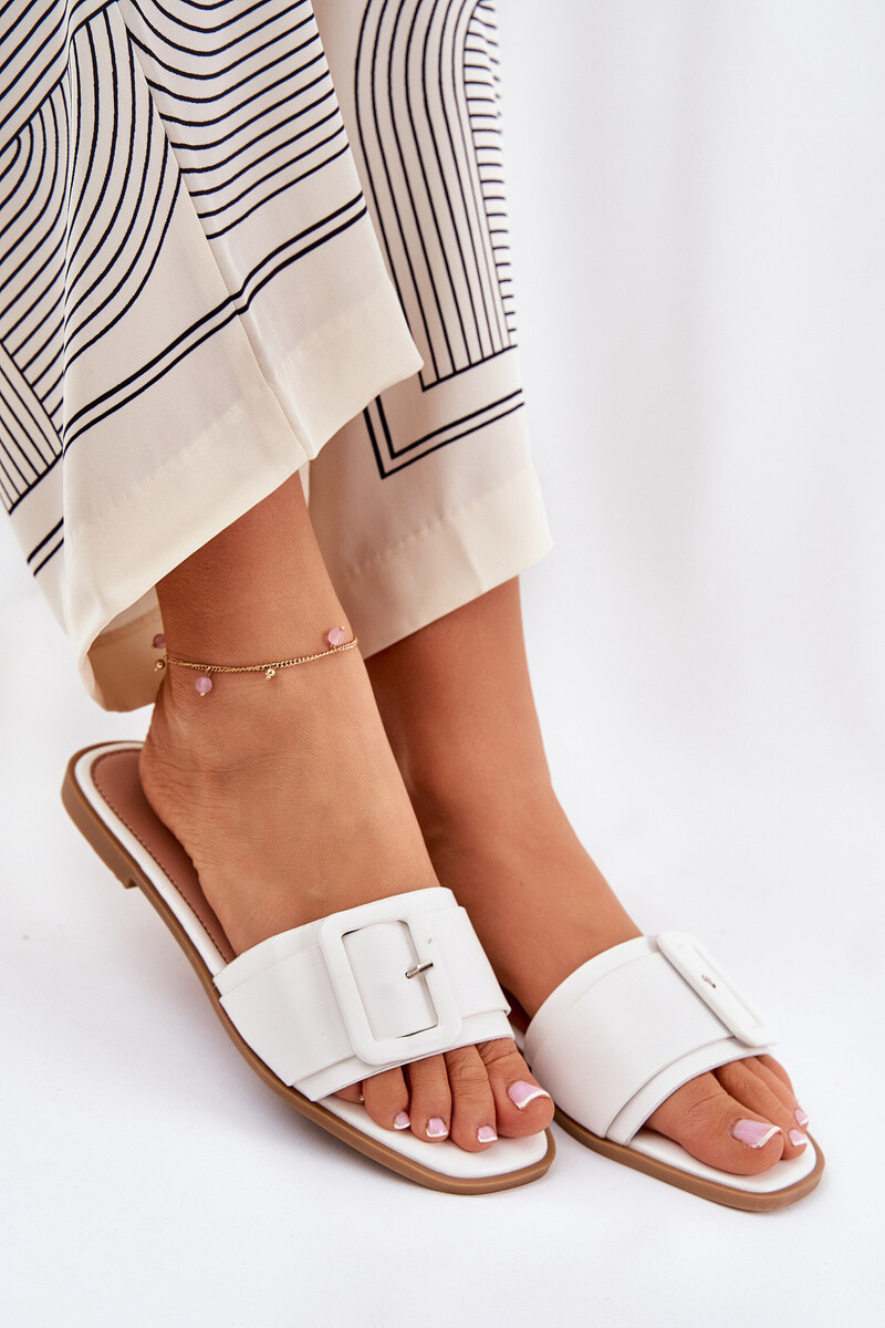 Boto Ploché Dámske Sandále Eko Koža S Prackou Biele Bamma