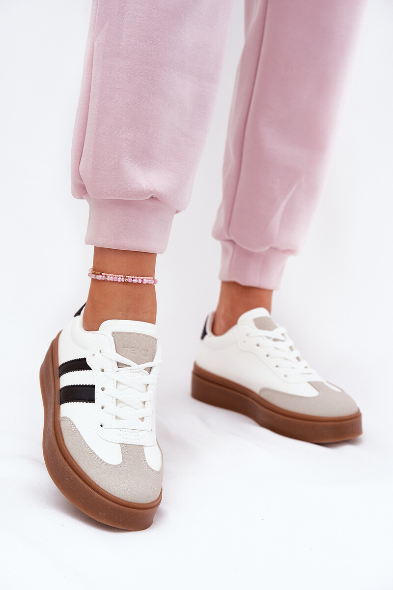 EVENTO Dámske Sneakers Na Platforme Z Eko Kože Biele Elaraven