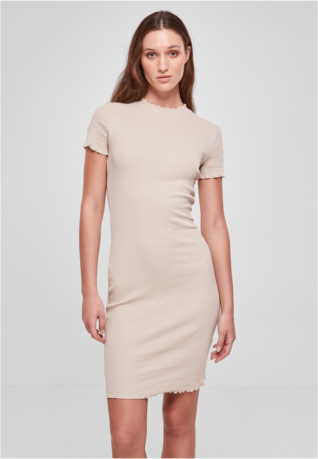 Women's dress with ribbing beige