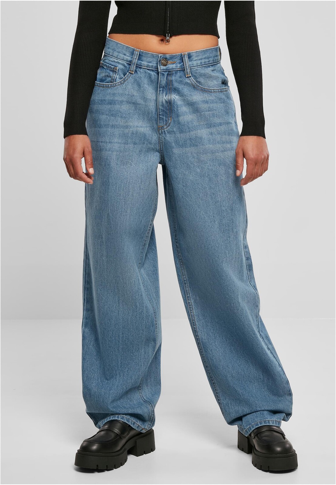 Women's High Waist Jeans 90'S Wide Leg Denim Pants - Blue