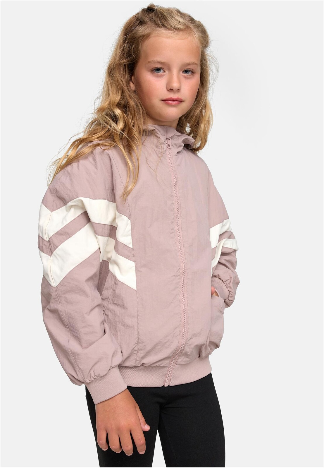 Girls' Crinkle Batwing jacket dukrose/whitesand
