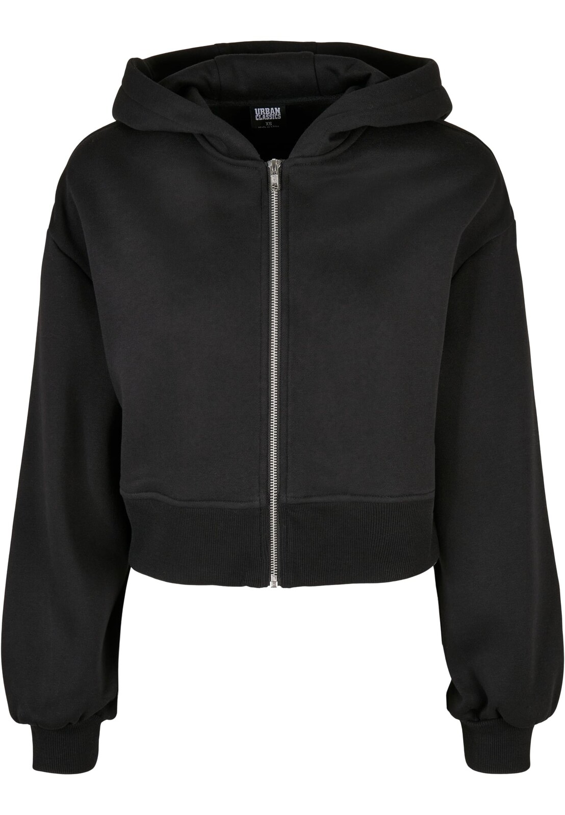 Women's short oversized jacket with zip black