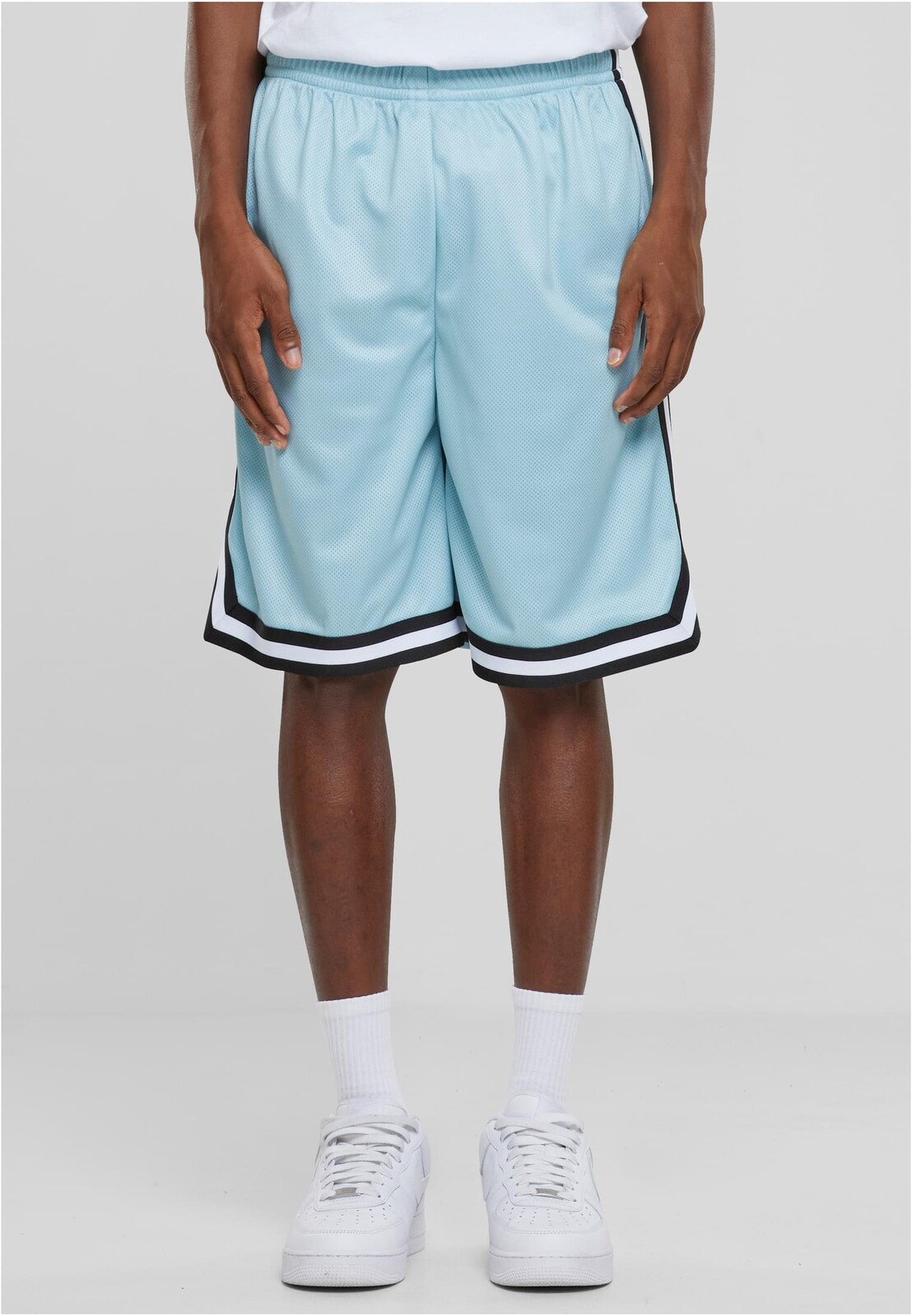 Men's Stripes Mesh Shorts - Ocean Blue/Black/White