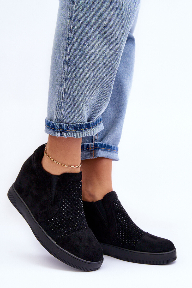 Boto Nízko semiš zdobený dámsky čierny Acfarerena