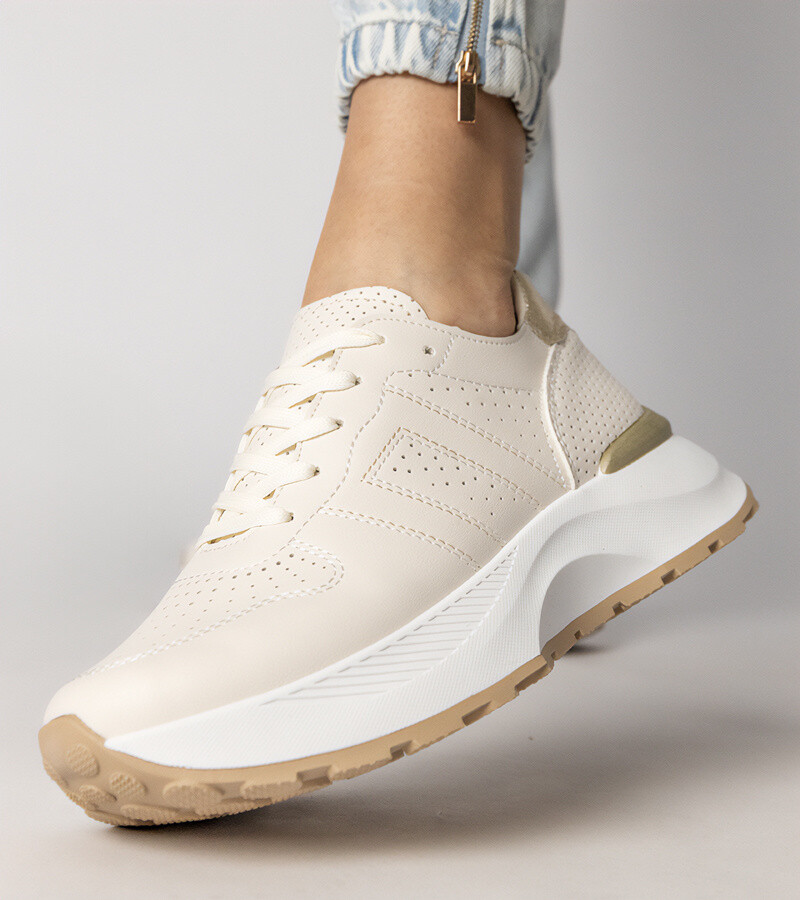 D/CEO Beige sports sneakers with a gold insert Lenkuta