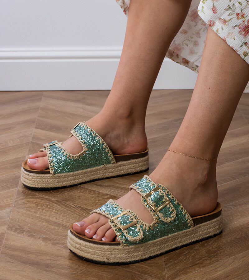 D/CEO Green espadrille flip-flops with buckles Induri