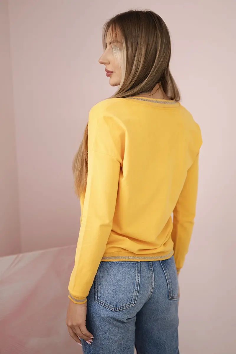 Kesi Dámska mikina s flitrovým nápisom Horčica