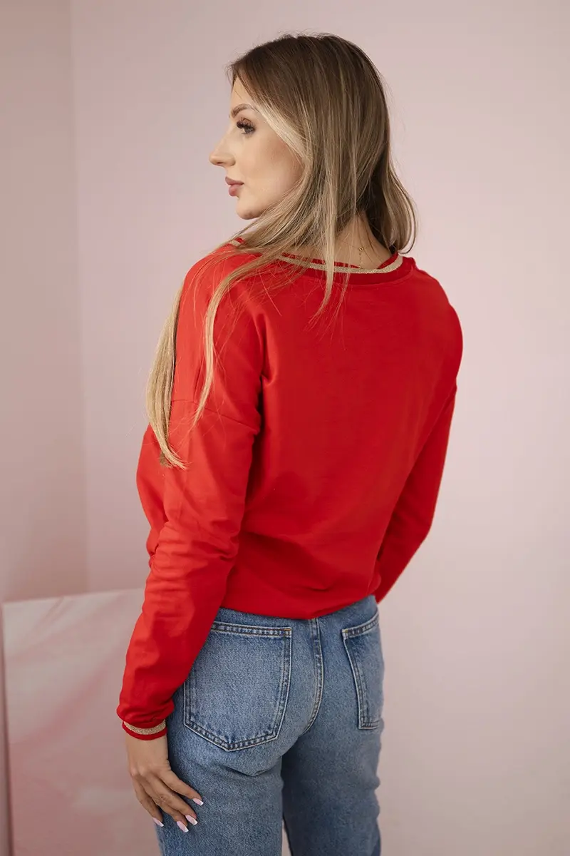 Kesi Dámska mikina s flitrovým nápisom červený