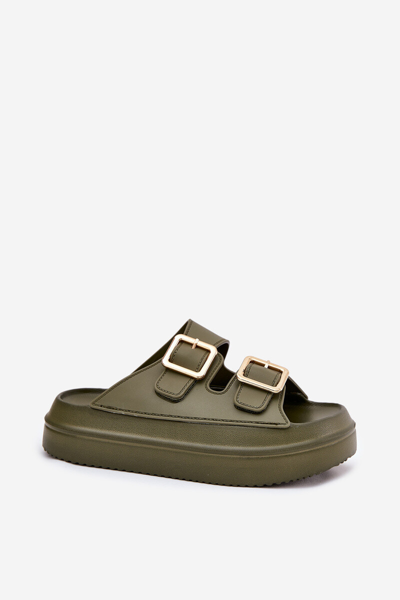 Boto Dámske platformové sandále so zlatými sponami zelené Zorila