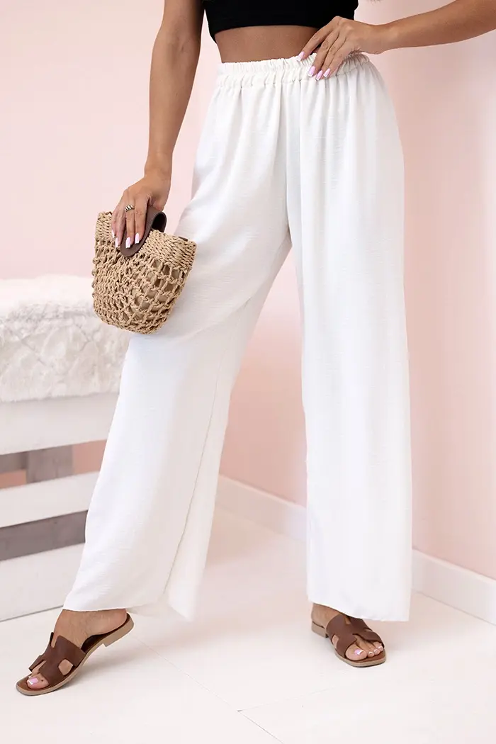 Kesi Włoski Nohavice so širokými nohavicami svetlo béžová