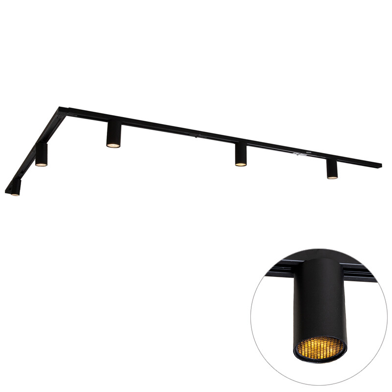 Moderný koľajnicový systém s 5 čiernymi bodovými svetlami 1-fázový GU10 35 mm - Iconic Ruby