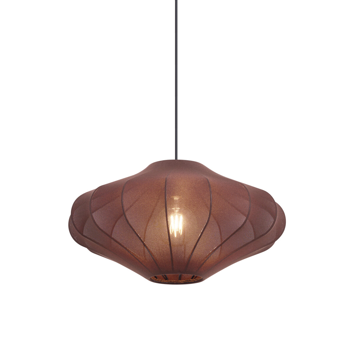 Japandi závesná lampa hnedá s látkovým tienidlom 50cm - Plu
