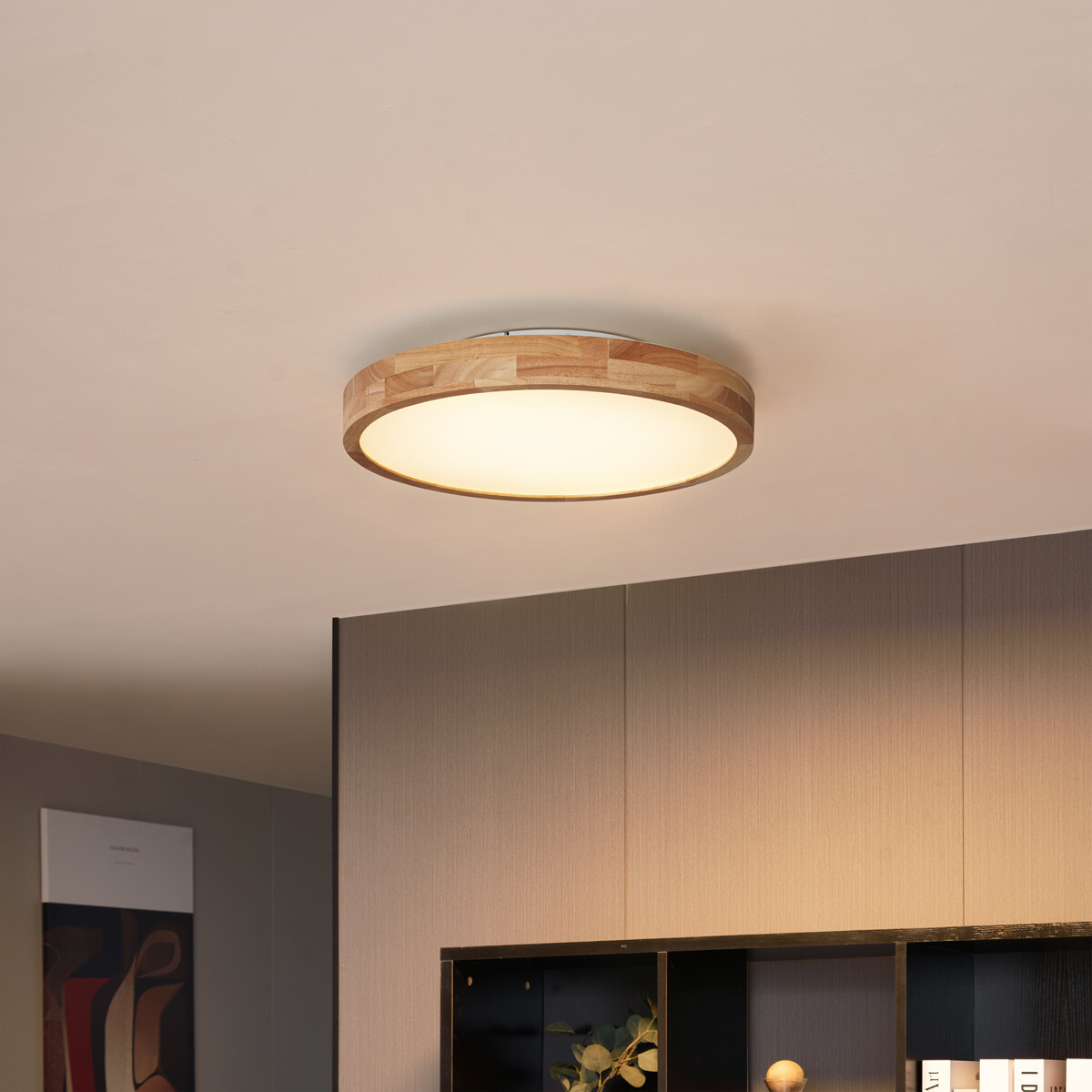 Škandinávske stropné svietidlo drevené 50 cm vrátane LED stmievateľné - Pecker