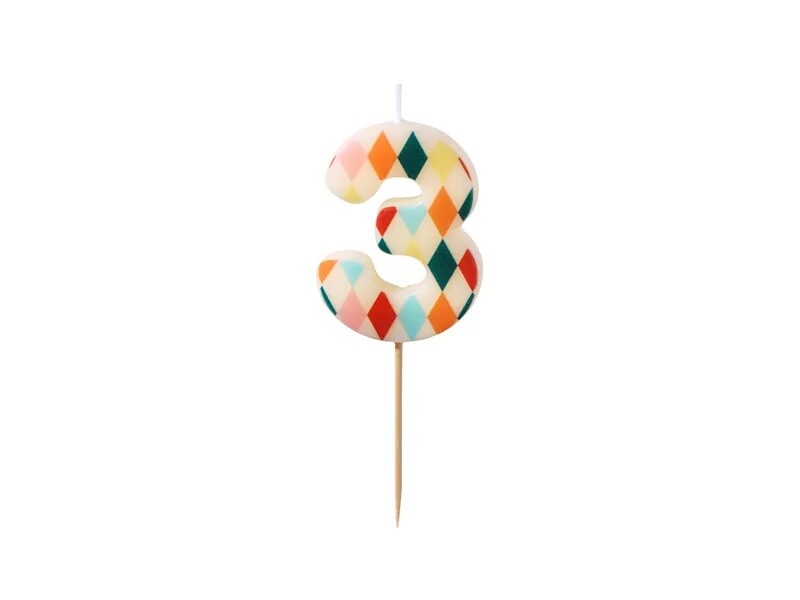 PartyDeco Narodeninová sviečka 3 - Cirkus