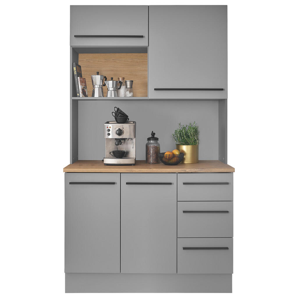 MID.YOU PRÍBORNÍK S VITRÍNOU, sivá, farba duba, 120/211/60 cm