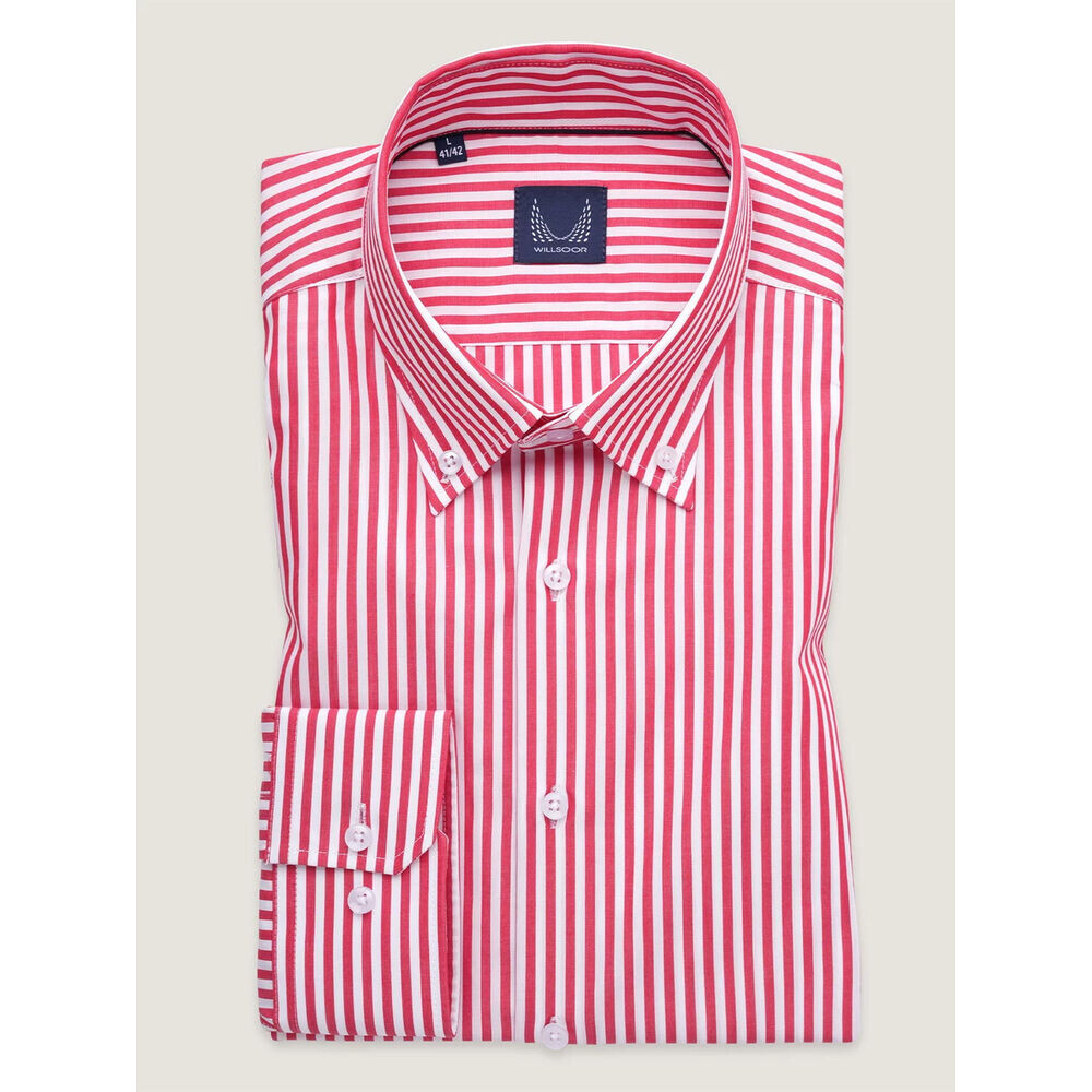 Pánska košeľa slim fit svetlomodro-biela s golierom na gombíky 18137