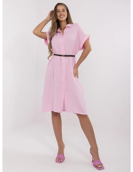 Svetloružové mušelínové šaty s gombíkmi