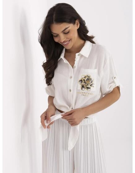 Ecru mušelínová košeľa s viazaním