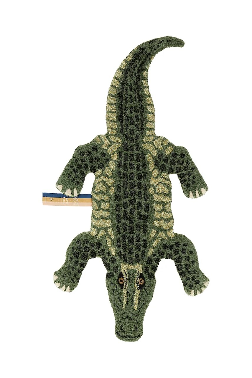 Vlnený koberec Doing Goods Coolio Crocodile S zelená farba