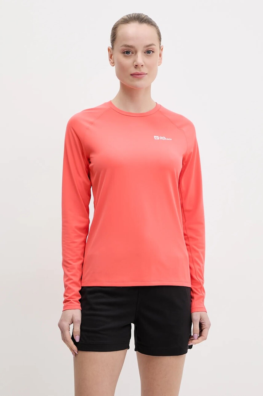 Športové tričko s dlhým rukávom Jack Wolfskin Prelight Swift oranžová farba, A63799