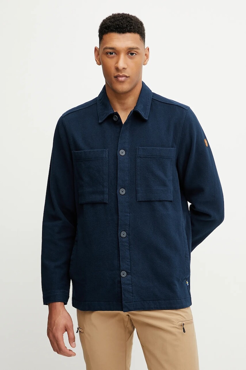 Košeľové sako Fjallraven Singi Flannel Overshirt M tmavomodrá farba, prechodné, F12600226.555