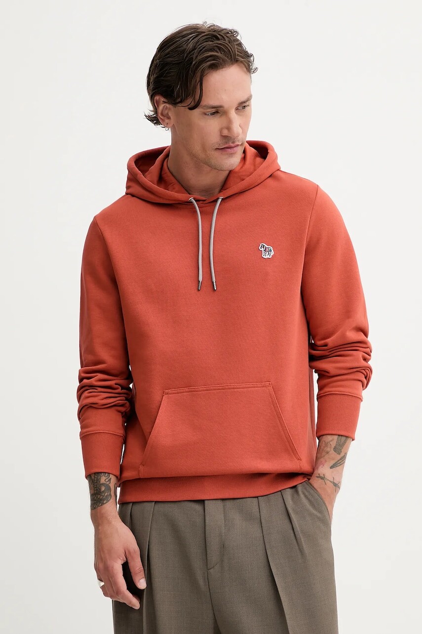 Bavlnená mikina PS Paul Smith oranžová farba, s kapucňou, jednofarebná, M2R-284SZ-T21116