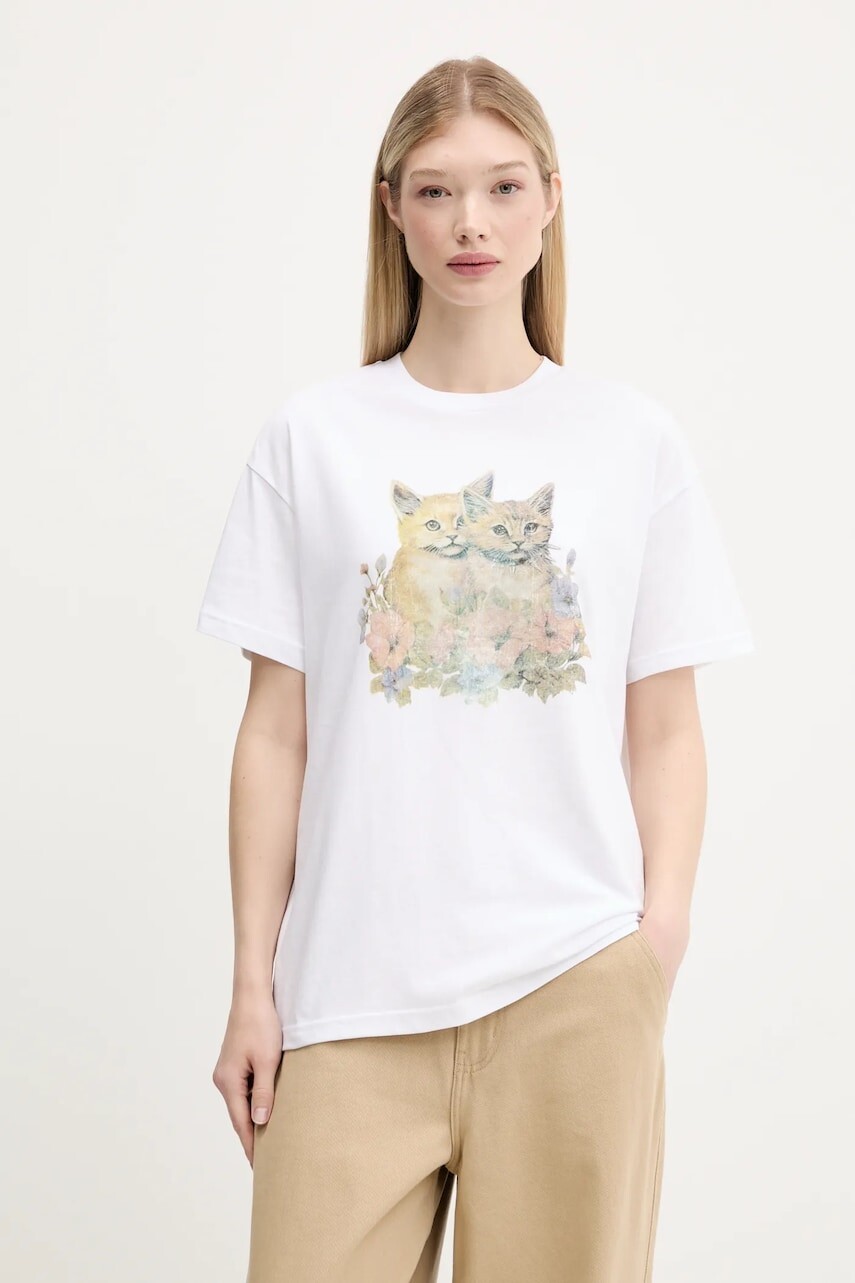 Bavlnené tričko Vans dámske, biela farba, VN000MD2WHT1
