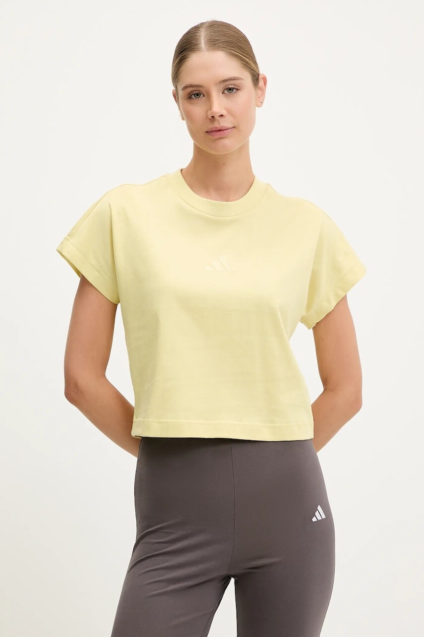 Bavlnené tričko adidas ALL SZN dámske, žltá farba, JJ1239