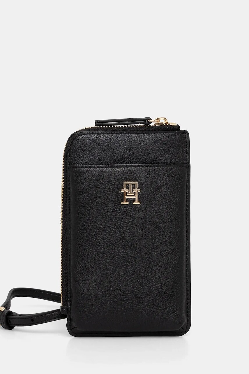 Peňaženka Tommy Hilfiger dámska, čierna farba, AW0AW17512